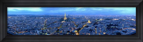 Framed Aerial view of a city at dusk, Paris, Ile-de-France, France Print