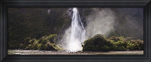 Framed Waterfall at Milford Sound, Fiordland National Park, South Island, New Zealand Print