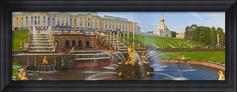 Framed Grand Cascade fountain in front of the Peterhof Grand Palace, Petrodvorets, St. Petersburg, Russia Print