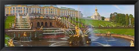 Framed Grand Cascade fountain in front of the Peterhof Grand Palace, Petrodvorets, St. Petersburg, Russia Print