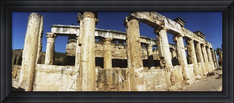 Framed Close up of columns in ruins, Hierapolis at Pamukkale, Anatolia, Central Anatolia Region, Turkey Print