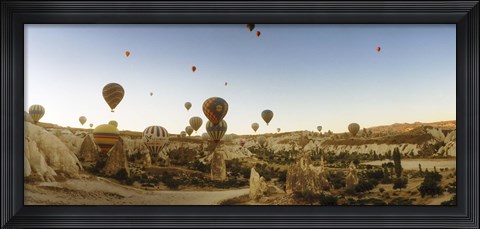 Framed Hot air balloons taking off, Cappadocia, Central Anatolia Region, Turkey Print