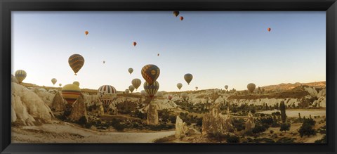 Framed Hot air balloons taking off, Cappadocia, Central Anatolia Region, Turkey Print