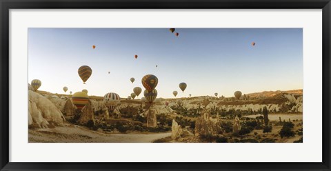 Framed Hot air balloons taking off, Cappadocia, Central Anatolia Region, Turkey Print