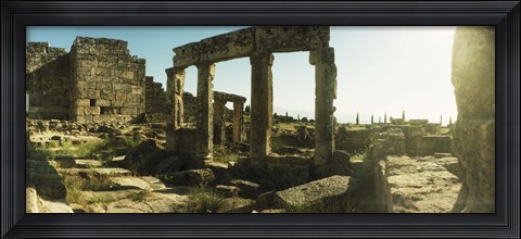 Framed Roman town ruins of Hierapolis at Pamukkale, Anatolia, Central Anatolia Region, Turkey Print