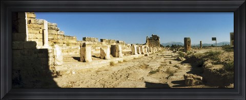 Framed Ruins of Hierapolis at Pamukkale with mountains in the background, Anatolia, Central Anatolia Region, Turkey Print