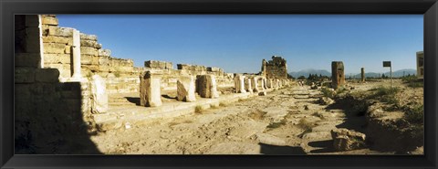 Framed Ruins of Hierapolis at Pamukkale with mountains in the background, Anatolia, Central Anatolia Region, Turkey Print