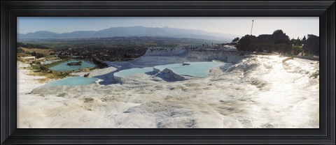 Framed Hot springs and Travertine Pool with Cloudy Sky, Pamukkale, Turkey Print