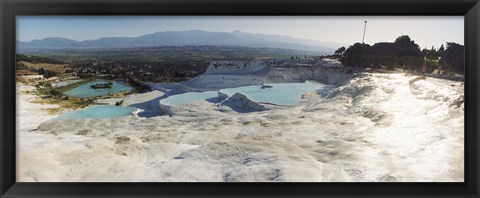 Framed Hot springs and Travertine Pool with Cloudy Sky, Pamukkale, Turkey Print