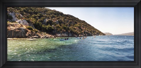 Framed People kayaking in the Mediterranean sea, Sunken City, Kekova, Antalya Province, Turkey Print