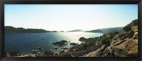 Framed View of village and sea, Kekova, Lycia, Antalya Province, Turkey Print