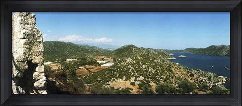 Framed Aerial view from the Byzantine Castle, Kekova, Lycia, Antalya Province, Turkey Print