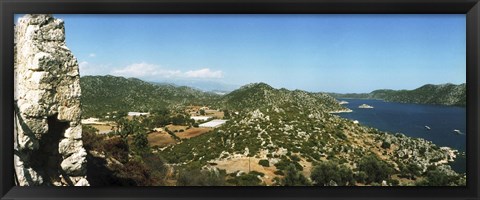 Framed Aerial view from the Byzantine Castle, Kekova, Lycia, Antalya Province, Turkey Print