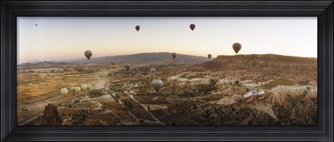 Framed Hot air balloons in flight over Cappadocia, Central Anatolia Region, Turkey Print