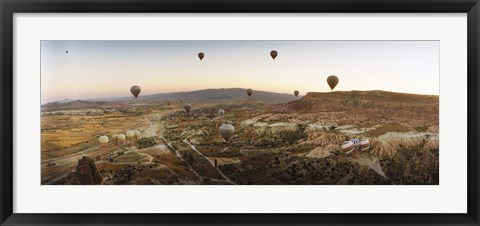 Framed Hot air balloons in flight over Cappadocia, Central Anatolia Region, Turkey Print