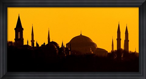 Framed Silhouette of a mosque, Blue Mosque, Istanbul, Turkey Print