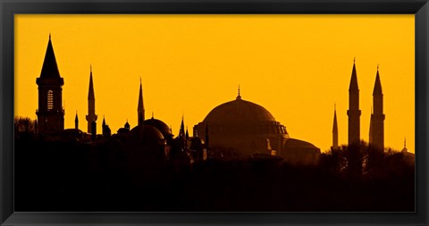 Framed Silhouette of a mosque, Blue Mosque, Istanbul, Turkey Print