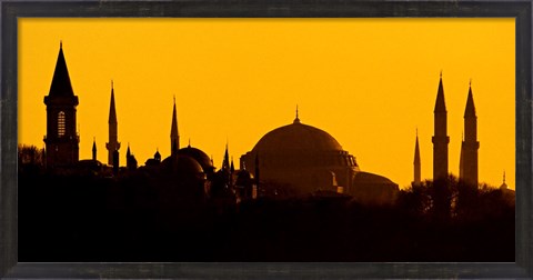 Framed Silhouette of a mosque, Blue Mosque, Istanbul, Turkey Print