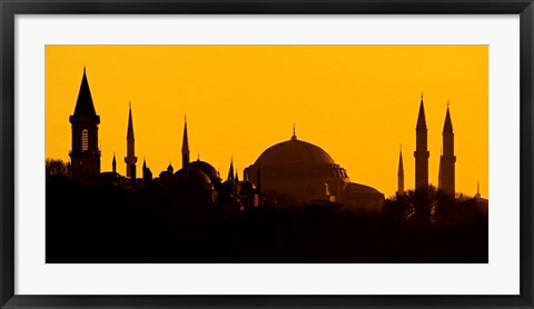 Framed Silhouette of a mosque, Blue Mosque, Istanbul, Turkey Print