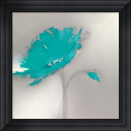 Framed Aqua Platinum Petals I Print