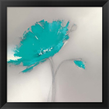 Framed Aqua Platinum Petals I Print