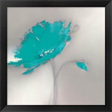 Framed Aqua Platinum Petals I Print