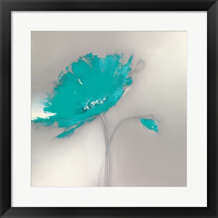 Framed Aqua Platinum Petals I Print