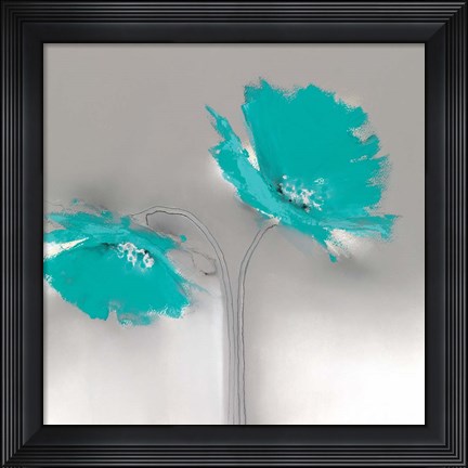 Framed Aqua Platinum Petals II Print