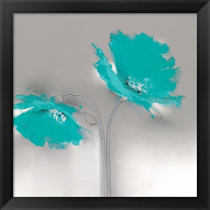 Framed Aqua Platinum Petals II Print