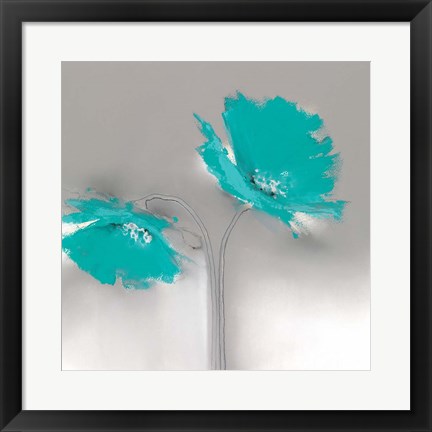 Framed Aqua Platinum Petals II Print