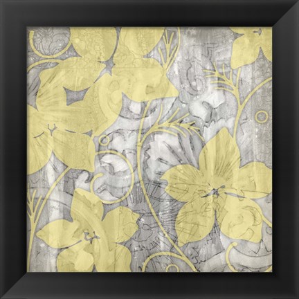 Framed Yellow &amp; Gray I Print