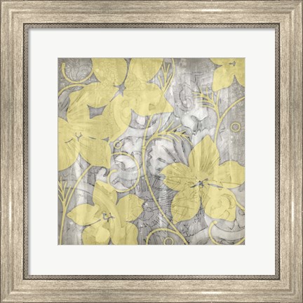 Framed Yellow &amp; Gray I Print