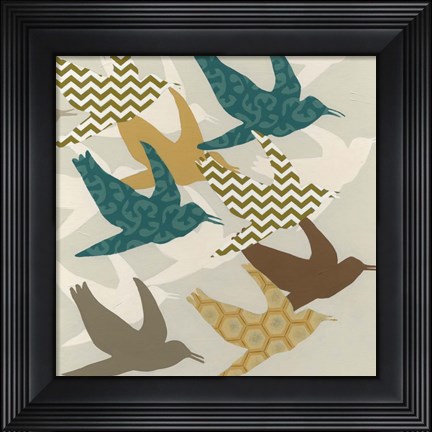 Framed Patterned Flock I Print