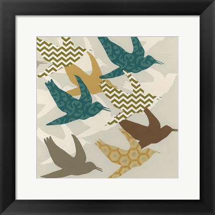 Framed Patterned Flock I Print