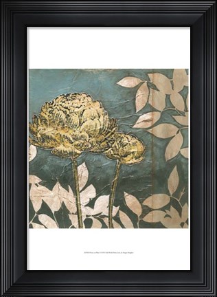 Framed Peony on Blue I Print