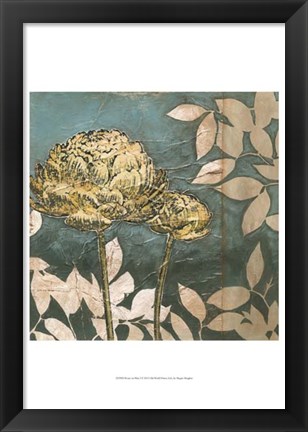 Framed Peony on Blue I Print