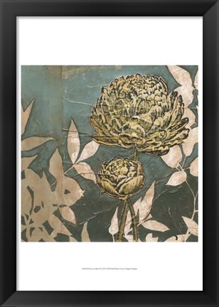 Framed Peony on Blue II Print