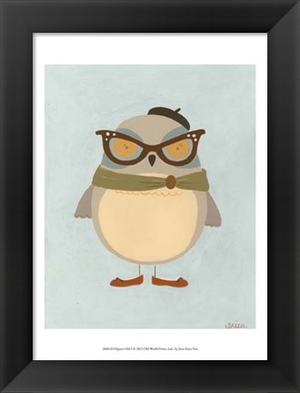 Framed Hipster Owl I Print