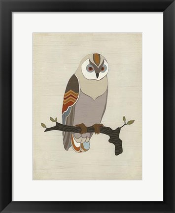 Framed Chevron Owl I Print