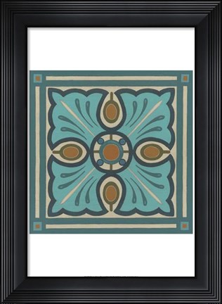 Framed Piazza Tile in Blue I Print