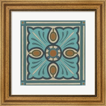 Framed Piazza Tile in Blue I Print