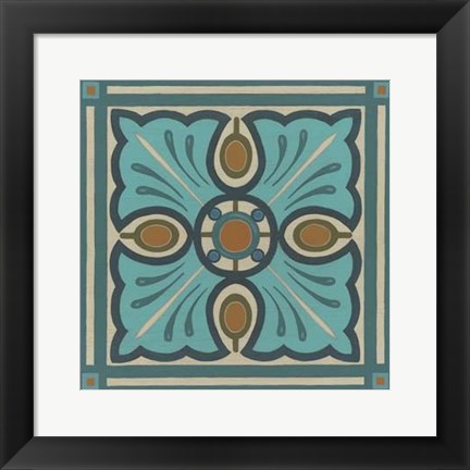 Framed Piazza Tile in Blue I Print