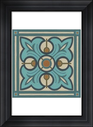 Framed Piazza Tile in Blue II Print