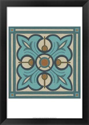 Framed Piazza Tile in Blue II Print