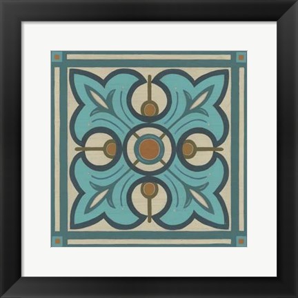Framed Piazza Tile in Blue II Print
