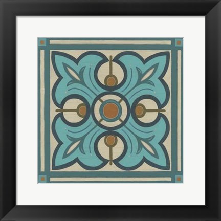 Framed Piazza Tile in Blue II Print