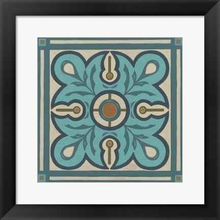 Framed Piazza Tile in Blue III Print