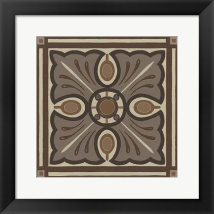 Framed Piazza Tile in Brown I Print