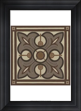 Framed Piazza Tile in Brown II Print
