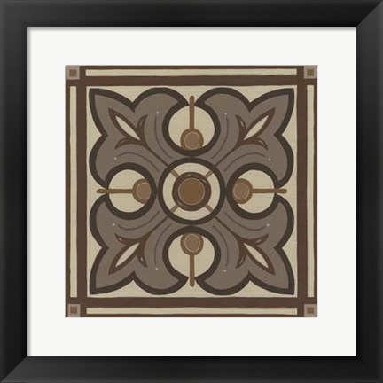 Framed Piazza Tile in Brown II Print